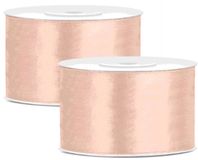 Merkloos Hobby Sierlint satijn - 2x - zalm rose - 25 meter