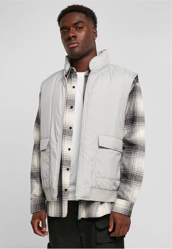 Urban Classics Clean Puffer Mouwloos Vest - Grijs - 4XL - Heren