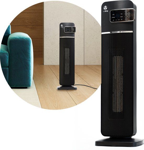 AirKing Elektrische Ventilator Kachel - 2000W - Zwart - Met Afstandsbediening & Timer