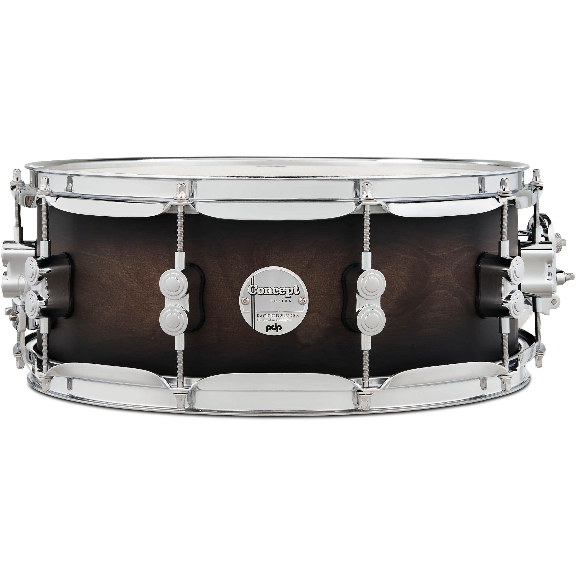 PDP Concept Maple Snare, 14" x 5.5", Satin Charcoal Burst Lacquer