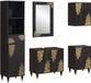 vidaXL Ensemble de meubles de salle de bain 5 pièces, noir, bois de manguier massif, 62 x 33 x 58 cm