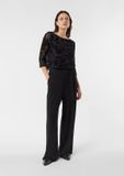 comma - Dames Jersey Jumpsuit met lange mouwen en ceintuur - Zwart