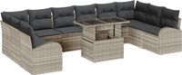 vidaXL Tuinbank Set Lichtgrijs Poly rotan