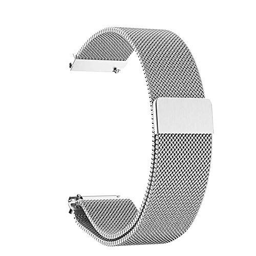 BaiJ Roestvrij stalen armband voor horloge met magneetsluiting, reservearmband compatibel met smartwatch voor heren en dames, 14 mm, 16 mm, 18 mm, 20 mm, zilver