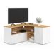 Idmarket - Meuble Tv D'Angle 90 X 90 Cm – Bois Hêtre Et Blanc – Rangement Optimisé Avec Placard Et Niche – Design Contemporain - Tv 90 X
