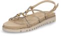 Tamaris - Dames - Sandalen - Beige - Maat 39 - Sleehak - Textiel/Suède