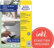 AVERY Universele etiketten, 96 x 50,8 mm, wit, verwijderbaar, 10 vel A4