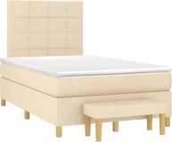 vidaXL Boxspringbed met matras, stof, crèmekleurig, 120x190 cm