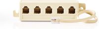 Nedis Telecomverlengkabel - RJ11 Male - 5x RJ11 (4/6) Female - 0.20 m - Ivoor