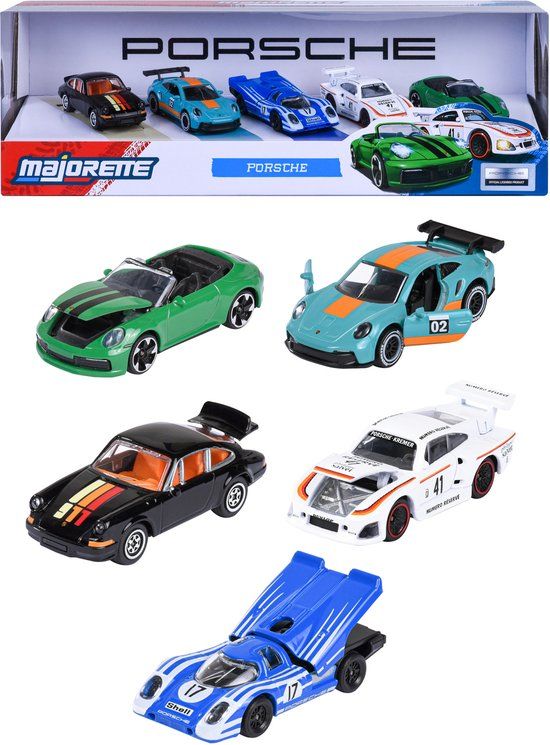 Majorette - Geschenkdoos Porsche modelauto's 5 stuks - die cast metaal schaal 1:64