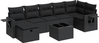 vidaXL 8-delige loungeset met kussens, polyrattan, zwart