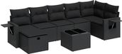 vidaXL 8-delige loungeset met kussens, polyrattan, zwart