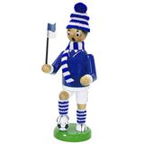 Dekohelden24 520364 Räuchermann als voetballer met blauw/witte outfit, ca. 20 cm