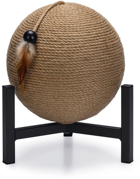 Designed by Lotte Krabbol Tyra Cat Scratching Post - Metal - 27x27x33 cm - Beige