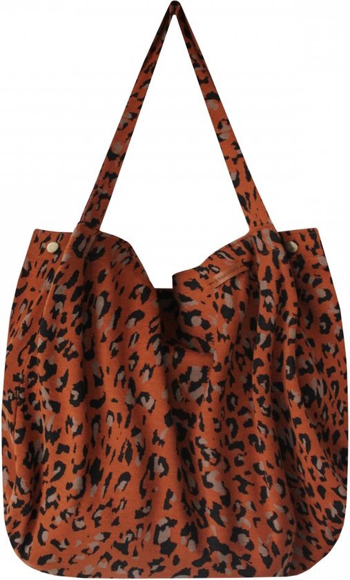 Your Wishes - Katoenen tas - tote bag met rits - Tote Bag katoen - Grote Luiertas Luipaard Jacquard Roest