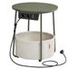 VASAGLE Ronde bijzettafel met stopcontacten en stoffen mand | Nachtkastje, 45 x 45 x 50 cm, 2 AC en 2 USB, voor woonkamer, bosgroen en crèmewit, collectie Lilea, LET228C05