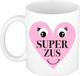 Bellatio Decorations Cadeau mok koffie/thee pour Zus - roze - Super Zus - keramiek - 300 ml