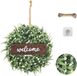 Unyqoos® Künstlicher Türkranz, Durchmesser 30 cm, aus Kunststoff – grüner Eukalyptuskranz mit weißen Blumen, geeignet als Tür- und Wanddekoration das ganze Jahr über, für Frühling, Ostern und Hochzeiten