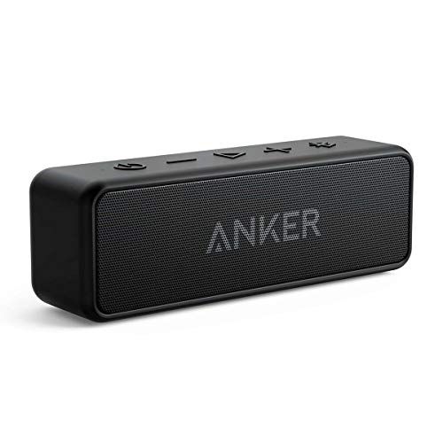 Anker SoundCore 2 Bluetooth-luidspreker, fantastisch geluid, enorme bas met dubbele basdrivers, 24-uurs accu, verbeterde IPX7 waterbescherming, draadloze luidspreker voor iPhone, Samsung (zwart)