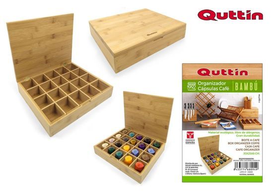 Quttin Bamboe Capsule Organiser - voor 20 capsules - 30 x 25 x 6 cm - voor Nespresso