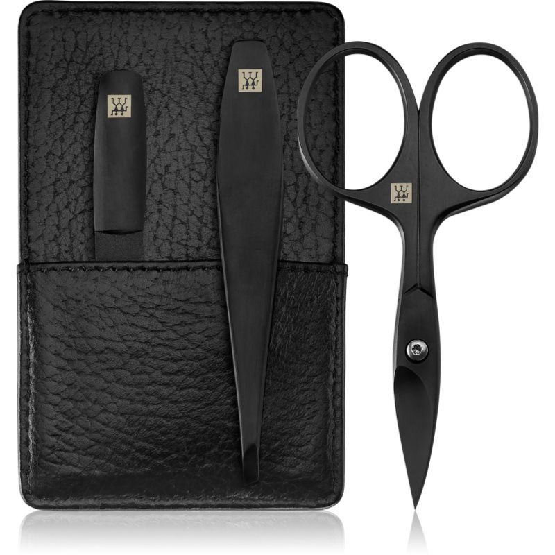 ZWILLING Premium Black Edition manicureset (3-delig, echt lederen etui, reisset, incl. nagelschaar)