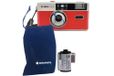 AgfaPhoto Analoge 35mm kleine beeldfilm fotocamera rood in de set: zwart/wit foto's film + batterij