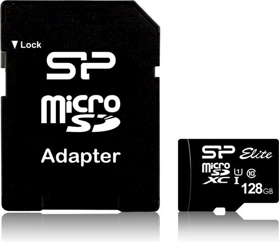 Silicon Power 128GB Elite MicroSDXC Class10 UHS-1 tot 85Mb/s incl. SD-adapter Zwart