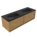 Saniclass Holz Frame Badkamermeubelset - 140x45x42cm - Vygo keramische wastafel zwart - 2 wasbakken - 2 kraangaten - 2 lades - mat eiken natural (hout)