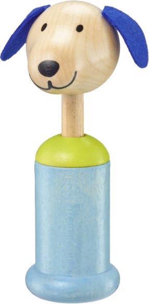 Selecta tuimelaar Ringo junior 12 cm hout blauw/groen/naturel