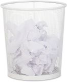 Relaxdays Papiermand Métal - Poubelle - Corbeille à papier - 12 L - Blanc - Rond