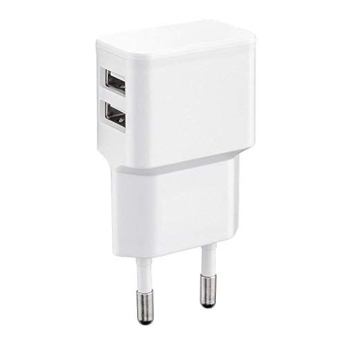 Wicked Chili Dual USB-lader voor 2 Sonos Roam Speaker of 2X draadloze oplader, dubbele stekker voor stopcontact, vervangt 10W netzeil voor USB-A naar USB-C kabel (2,4 A, 12W) wit