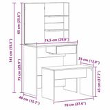 vidaXL Kaptafelset Zwart Eiken Houtvezel 74,5 x 40 x 141 cm