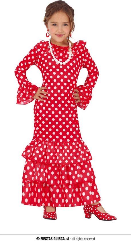 Fiestas Guirca Flamenca Kostuum - Rood - 3-4 jaar