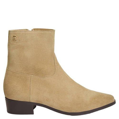 Tommy Hilfiger suède enkellaarsen - beige