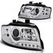 Audi LED-dagrijverlichting, designkoplampen, geschikt voor Audi A4 B6 (modeljaren 2000-2004), chroom