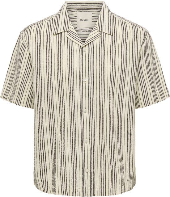 Only & Sons Overhemd Onscruz Rlx Seersucker Resort Ss Sh 22038003 Beige Heren Maat XL