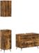 vidaXL - 3-delig - badkamerkast - set - BREDA - Gerookt - eiken - Bewerkt - hout