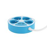 Powerstrip CHACON Powerstrip met rond ontwerp 4X16 A 1,5m snoer met 2 USB-A + schakelaar - Blauw