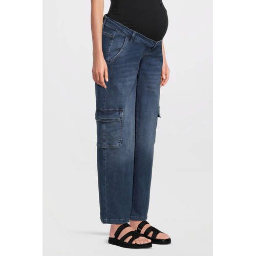 LOVE2WAIT low waist zwangerschaps cargo jeans stonewashed