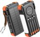 Siltcon Powerbank solaire 20000 mAh - Noir/Orange - Chargement sans fil - Chargeur rapide 22.5W - Lampe de poche - Convient pour iOS/Android