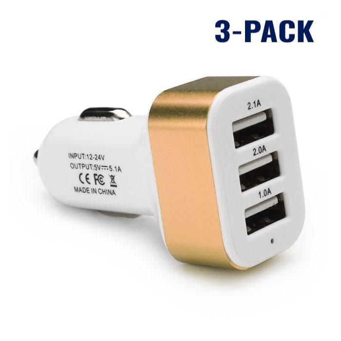 Stuff Certified 3-Pack High Speed 3-Port Autolader/Carcharger Goud