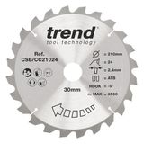 Trend Verstekzaagblad Wood 210mm x 30mm 24T TCT