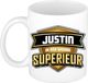 Bellatio Decorations Naam mok Justin - wit - Superieur - keramiek - 300 ml - collega beker - cadeau
