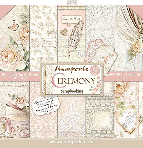 Stamperia SBBL42 Papierblok - 10 vellen - Dubbelzijdig - Meerkleurig - 30,5 x 30,5 cm