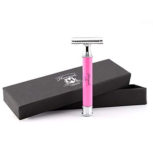 Haryali London Double Edge Safety Razor met roze handvat - Geschikt voor mannen en vrouwen - Perfect scheren