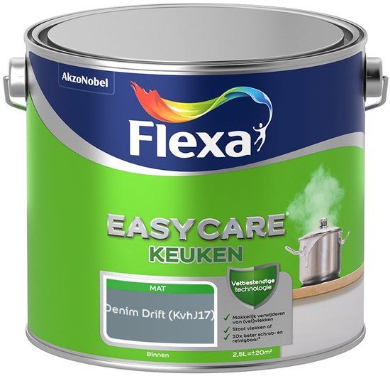 FLEXA Easycare Muurverf - Keuken - Mat - Denim Drift (KvhJ17) - 2,5 liter