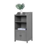 Merkloos / Sans marque Relaxdays badkamerkast laag, 4 vakken, 2 deuren, MDF, smal opbergkastje, grijs 86x40,5x36 cm