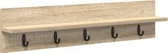 vidaXL Wandkapstok met plank, Sonoma eiken, 80 x 10,5 x 18 cm