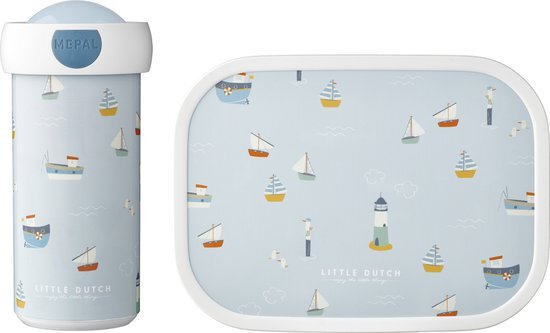 Mepal Sailors Bay Pauzeset, afsluitbeker en broodtrommel met bento-inzetstuk, ideaal voor school en vrije tijd, vaatwasmachinebestendig, ABS, Sailors Bay