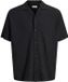 Jack & Jones Overhemd Jjalfredo Slub Resort Shirt Ss 12289684 Zwart Mannen Maat L